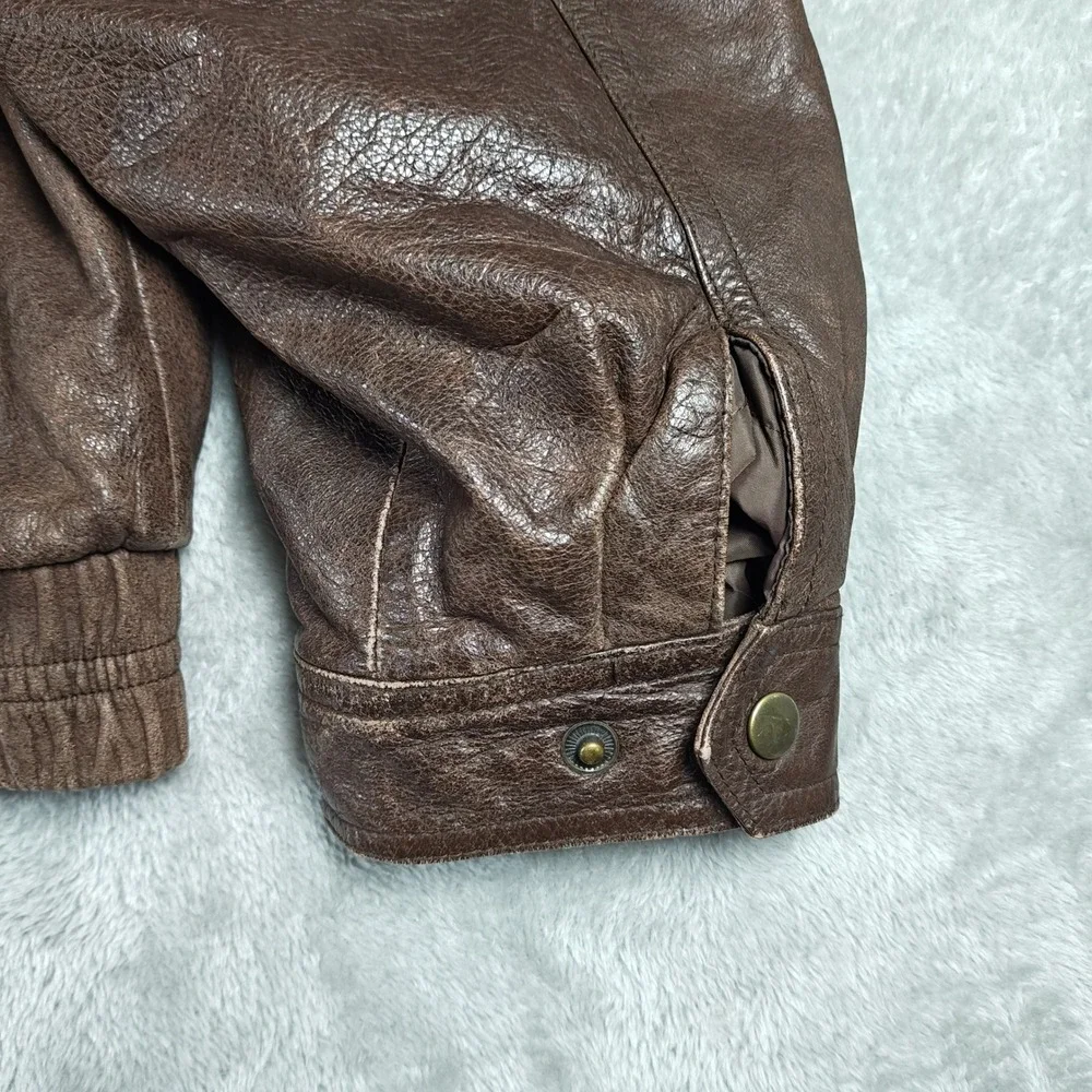Vintage John Ashford Outdoors Jacket Mens Large Brown Leather Bomber Quilted